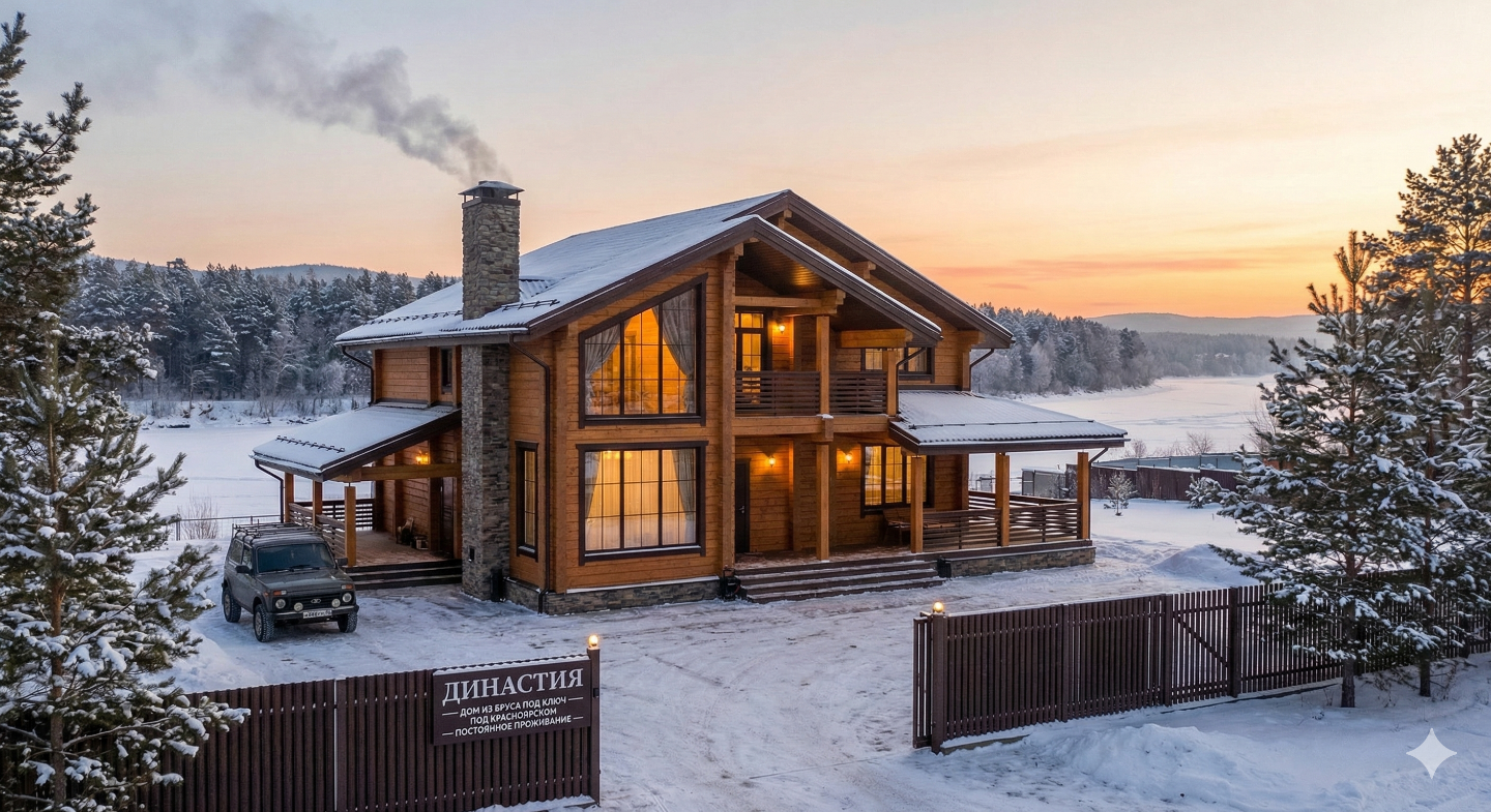 Дом из бруса под ключ под Красноярском — постоянное проживание | Династия